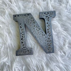Tin Metal Decorative Distressed Acid Etched Letter “N”